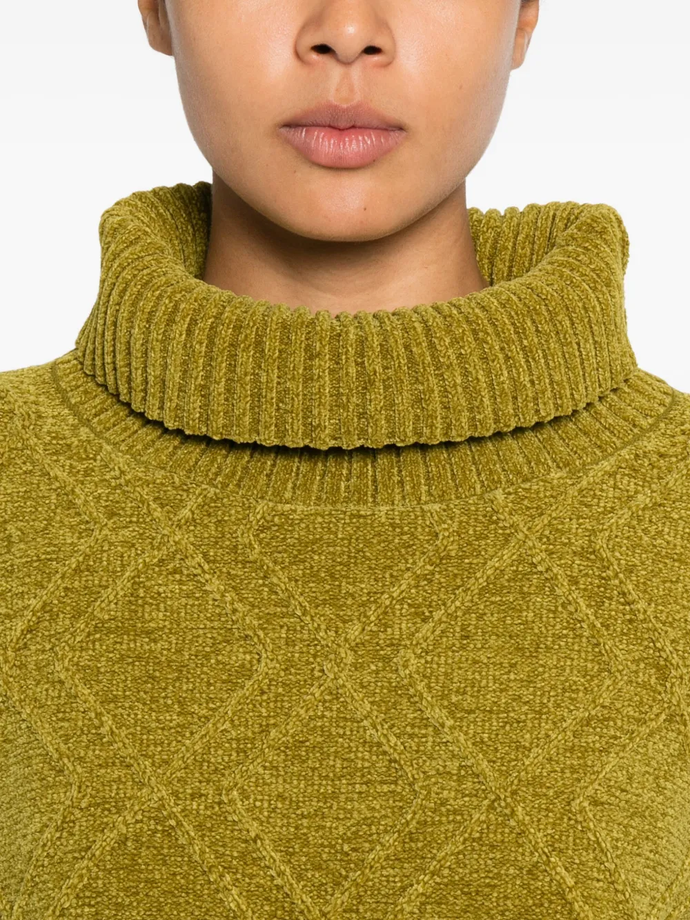 Roberto Ricci Designs Diamond-knit High-neck Sweater In Green