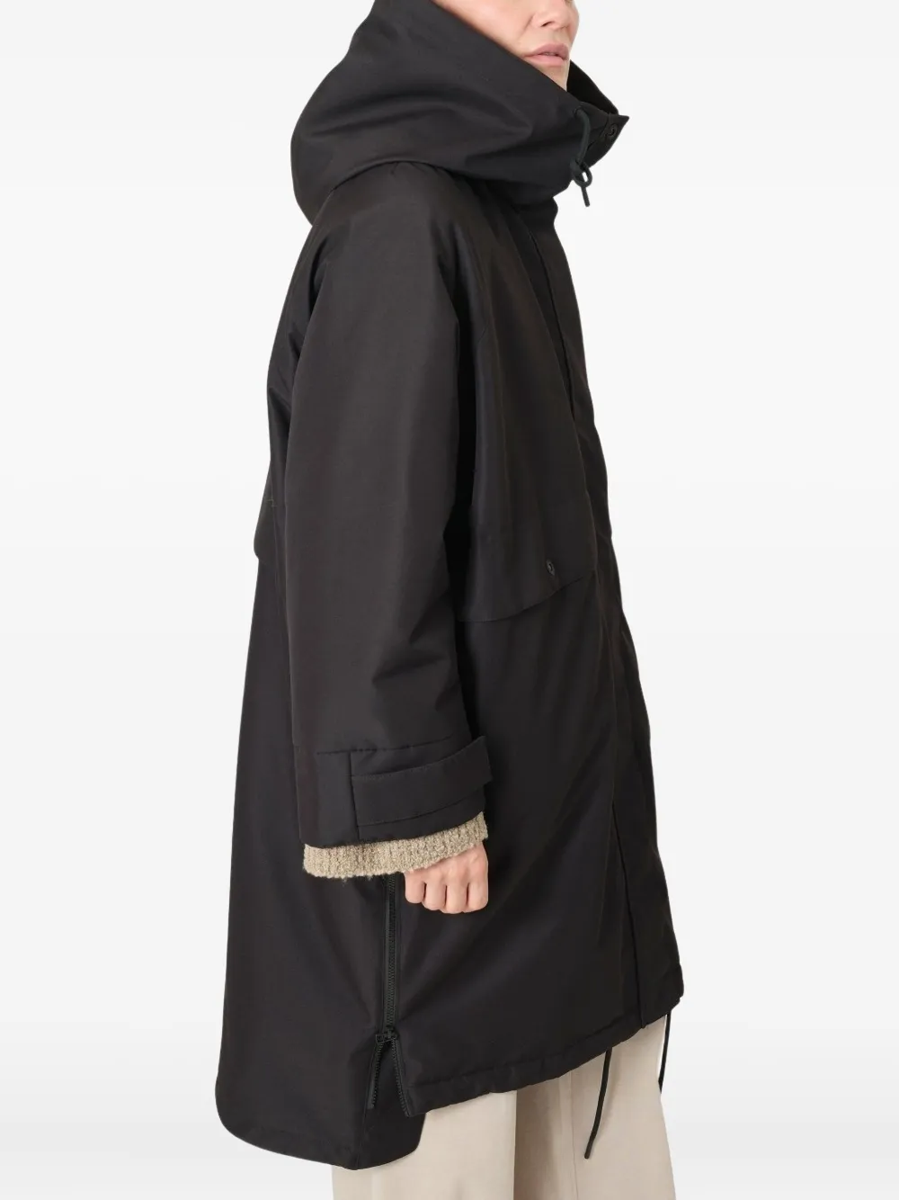 Embassy Of Bricks And Logs Hooded Drawstring Coat In Black