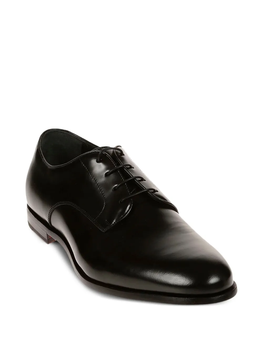 Corvari Lace-up Leather Derby Shoe With Polished Finish In Black