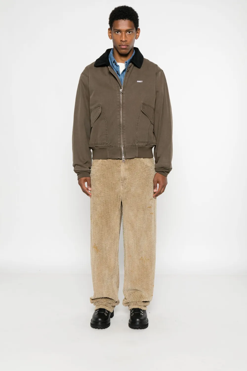 Obey Cwu Corduroy-collar Jacket In Multi