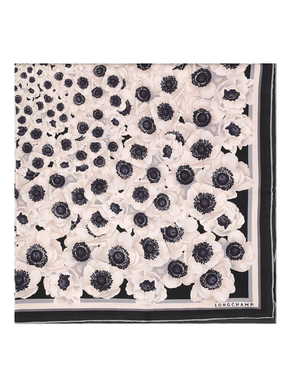 Longchamp anemone-floral silk scarf - ニュートラル Longchamp anemone-floral silk scarf - ニュートラル
