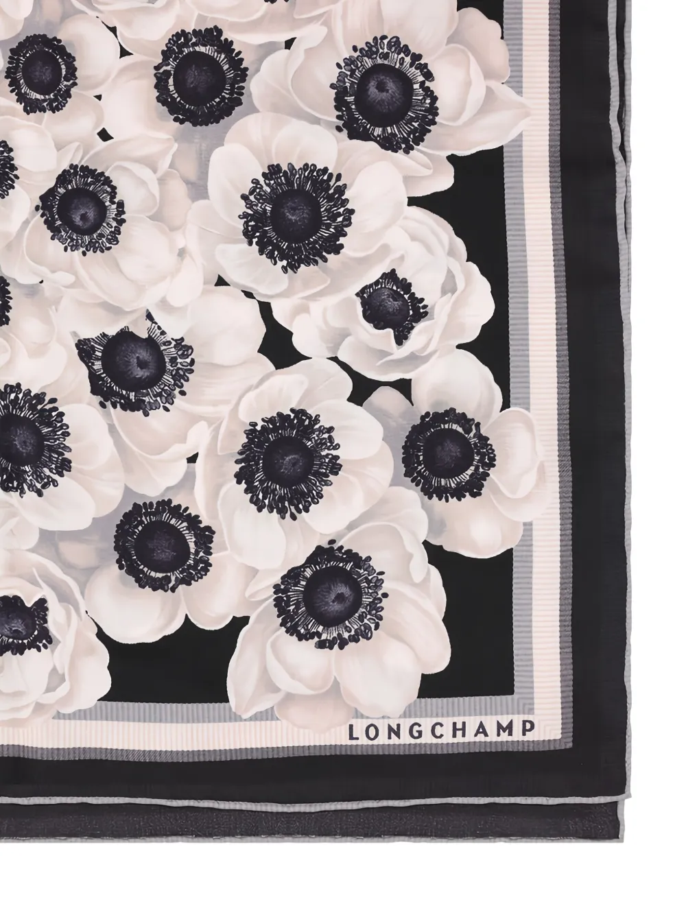 Longchamp Anemone-floral Silk Scarf In Neutral