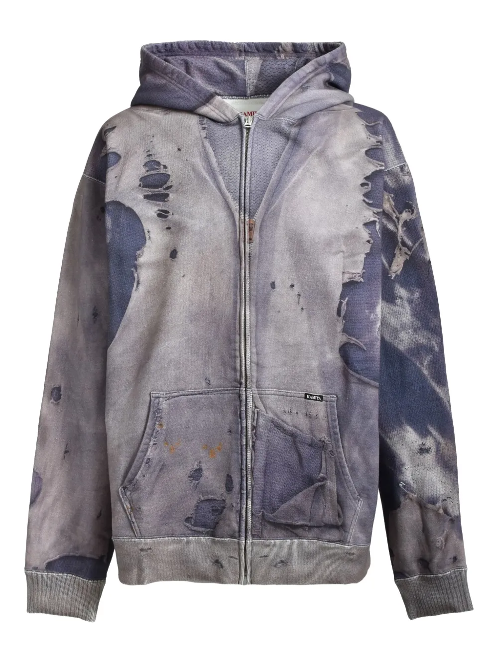 KAMIYA  distressed zip-up hoodie | Blue | Image 1
