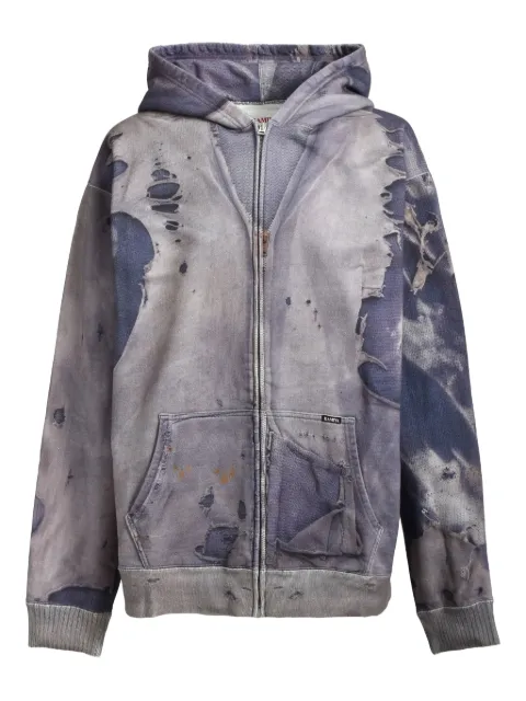 KAMIYA  distressed zip-up hoodie