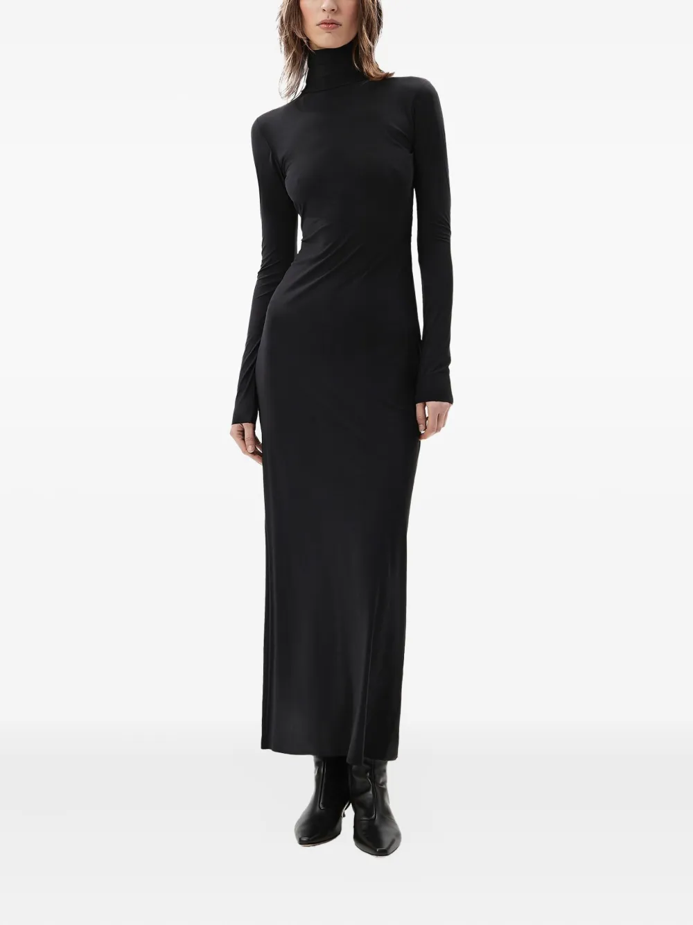 Amazuìn Jenna Roll-neck Open-back Dress In Black