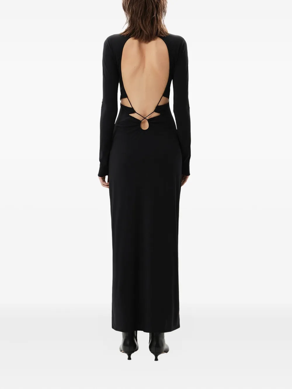 Amazuìn Jenna Roll-neck Open-back Dress In Black