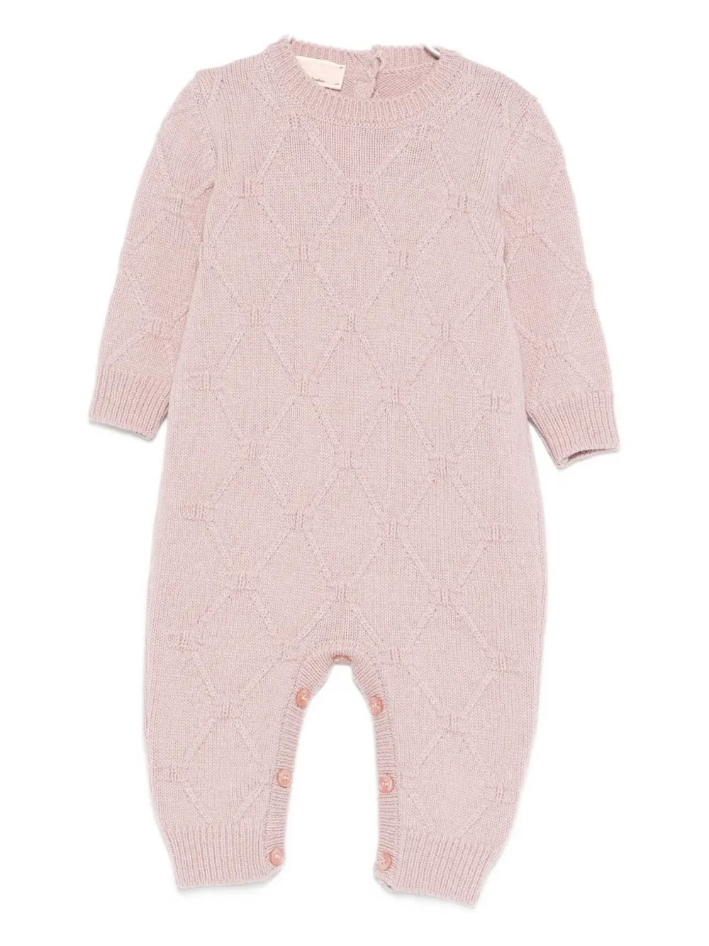 Elisabetta Franchi La Mia Bambina Diamond-knit Romper In Pink