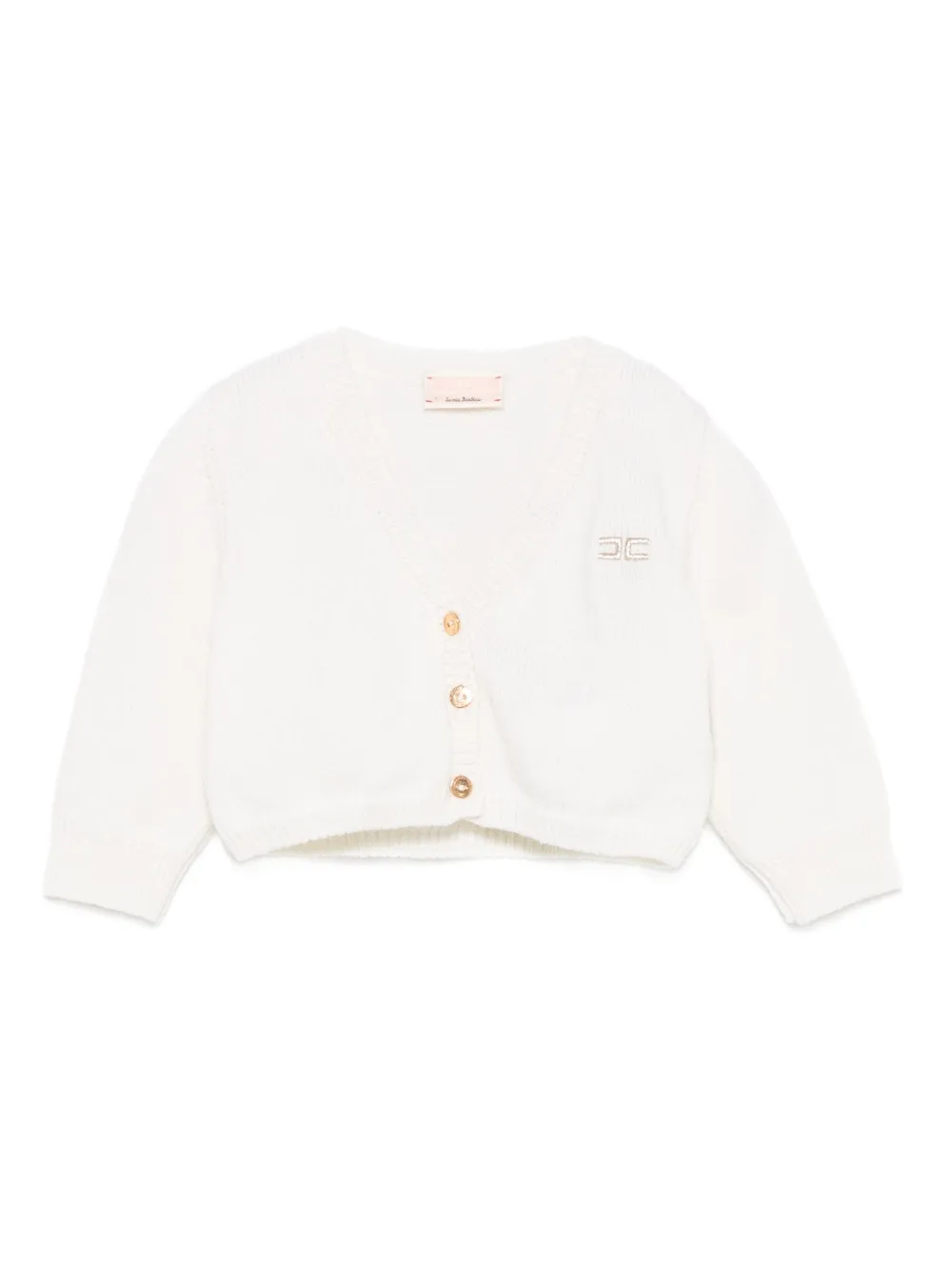 Elisabetta Franchi La Mia Bambina  buttoned logo-embroidered cardigan | White | Image 1