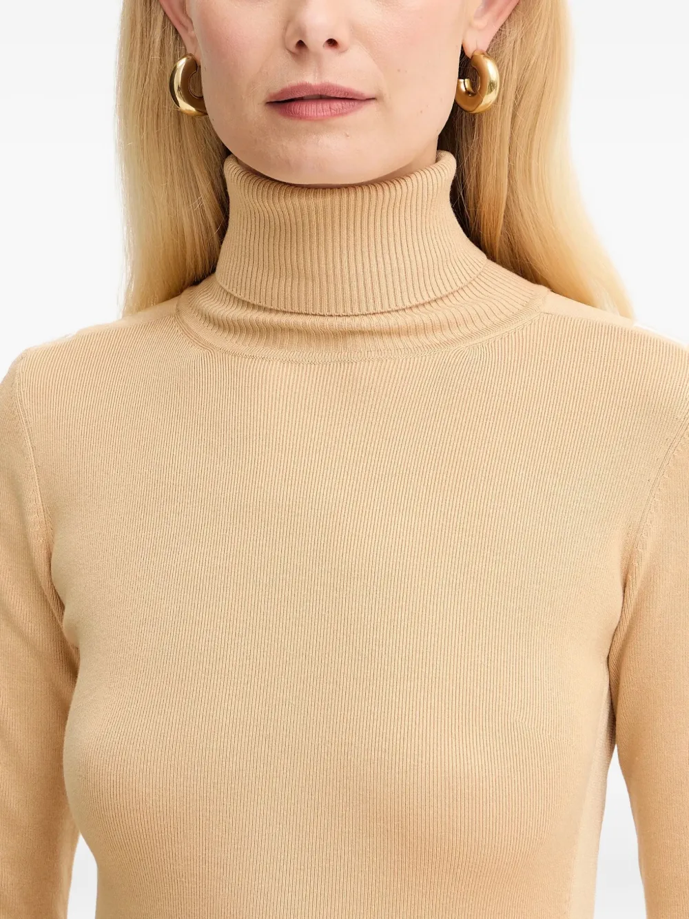 Elisabetta Franchi Jurk met col en zijsplit Beige