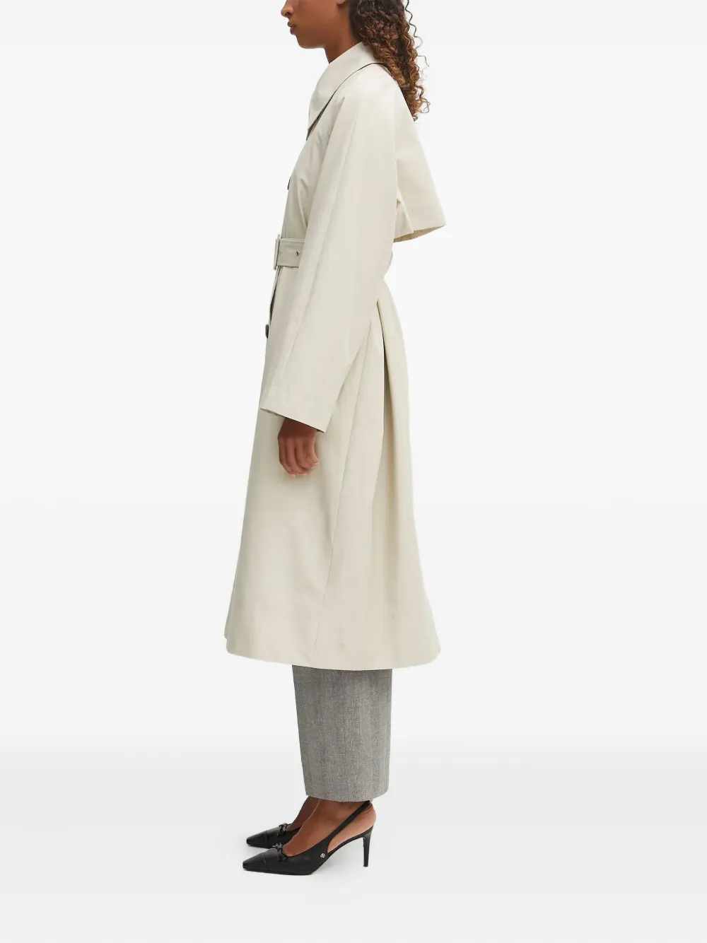 Barbour Belted Buttoned Coat In Neutral