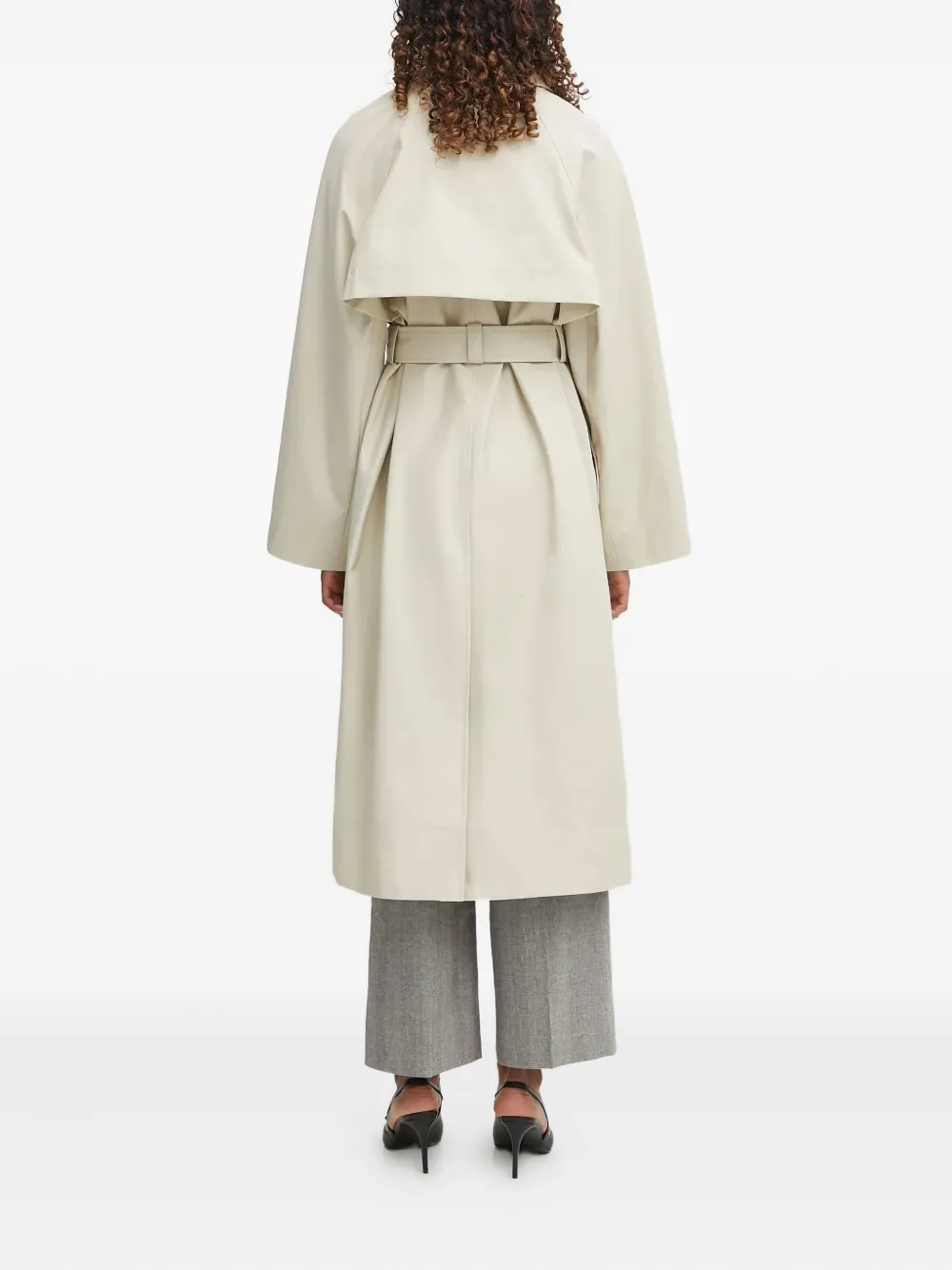 Barbour Belted Buttoned Coat In Neutral