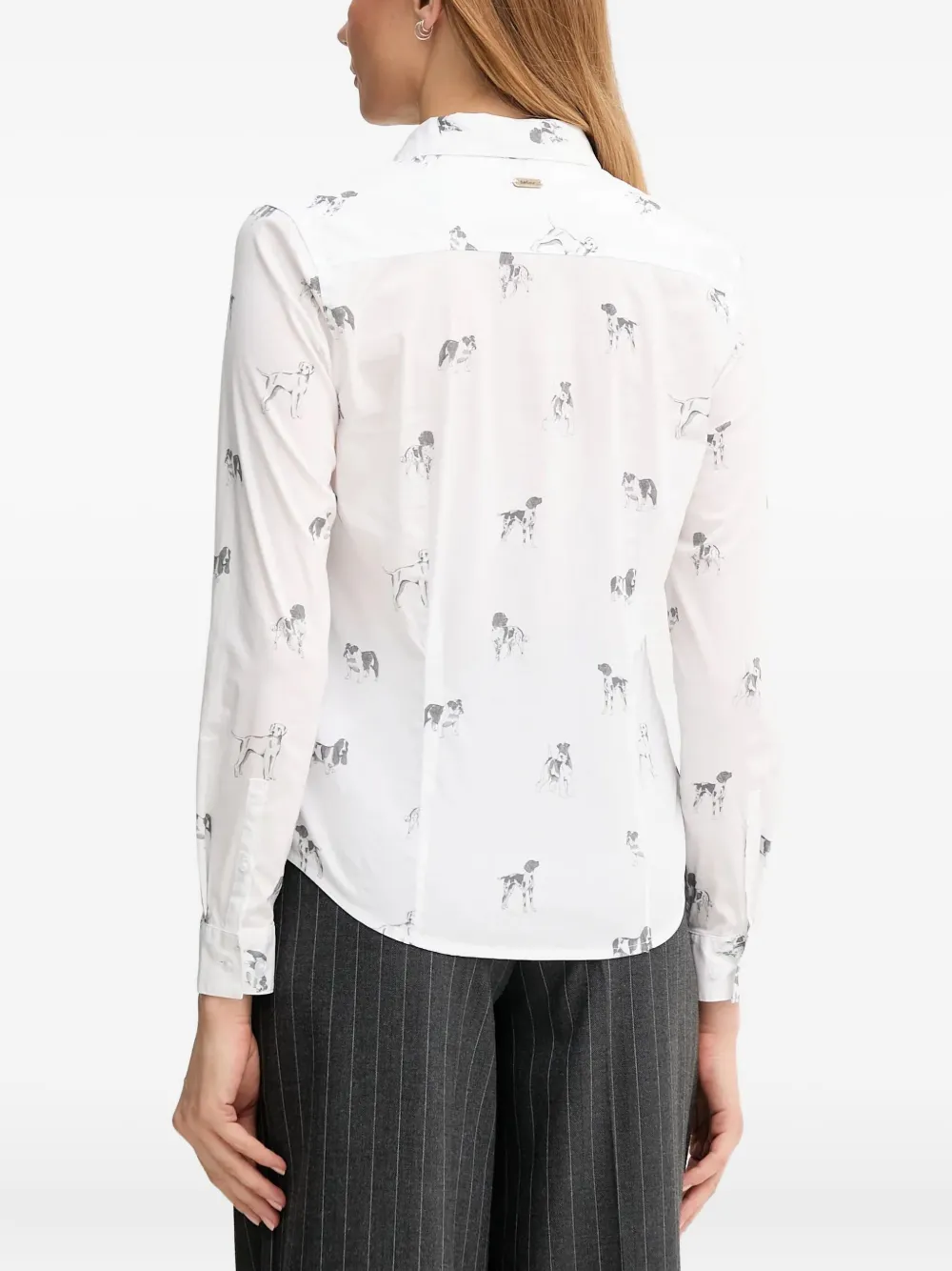 Barbour Blouse met hondenprint Wit