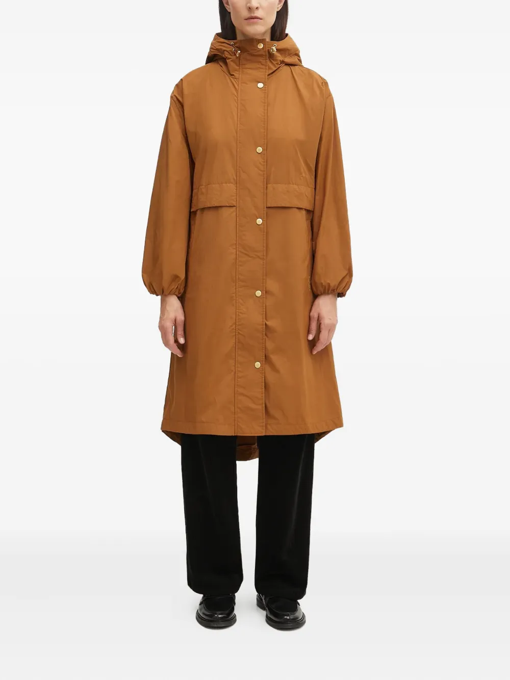 Barbour Hooded Buttoned Parka In Brown