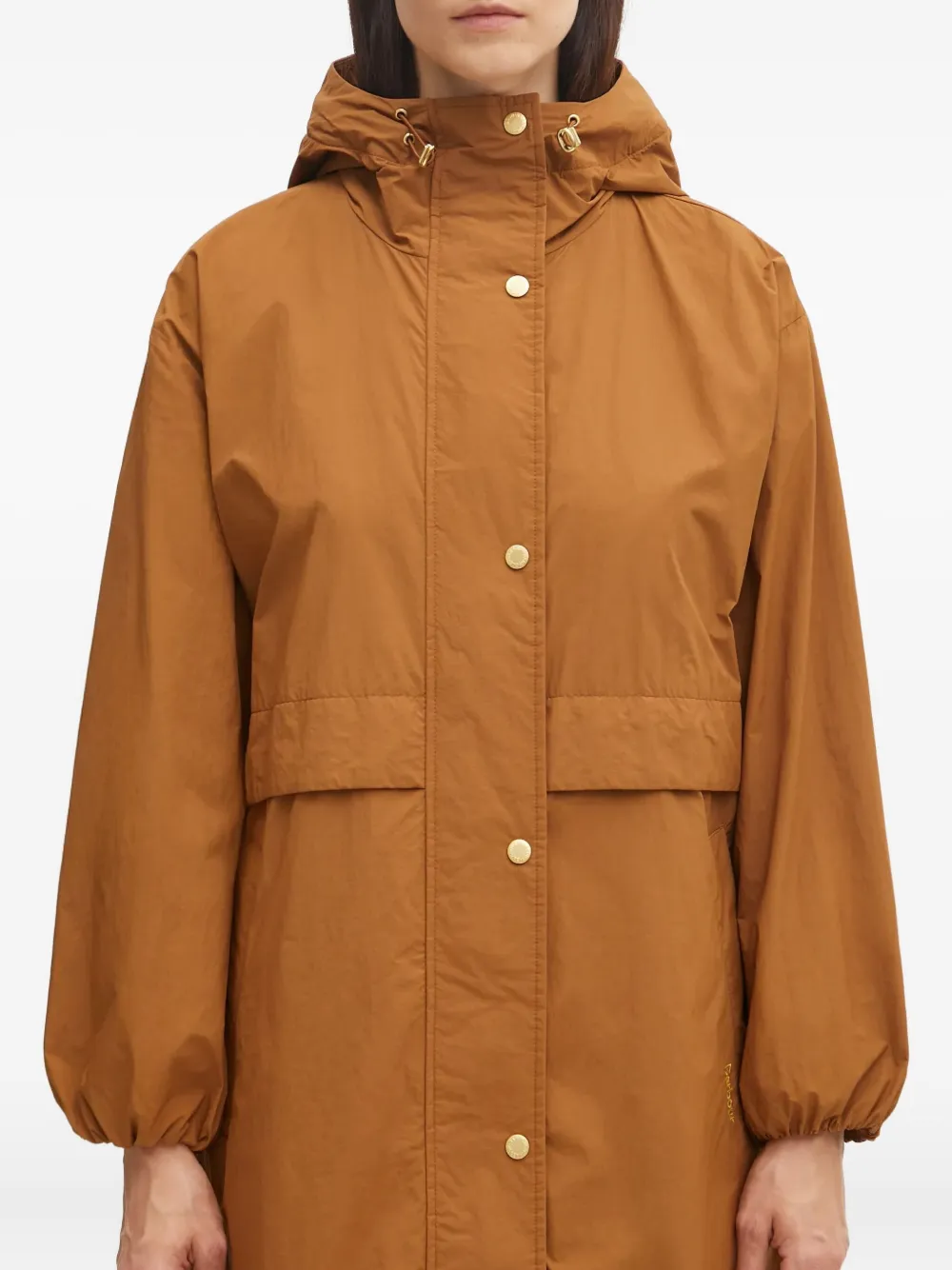 Barbour Hooded Buttoned Parka In Brown