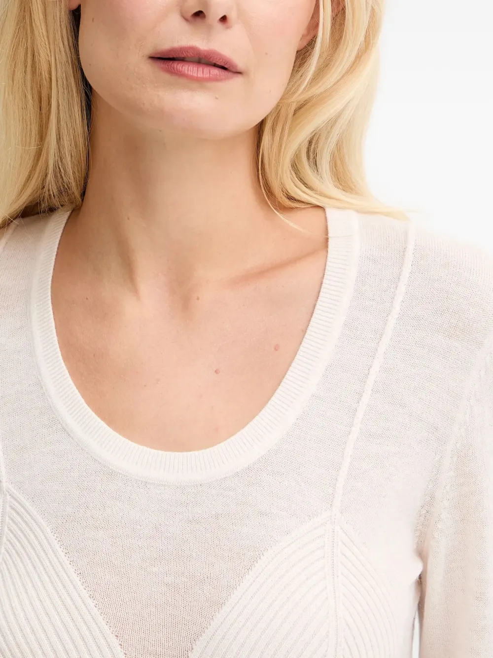 Elisabetta Franchi Trui met geribbeld detail Beige