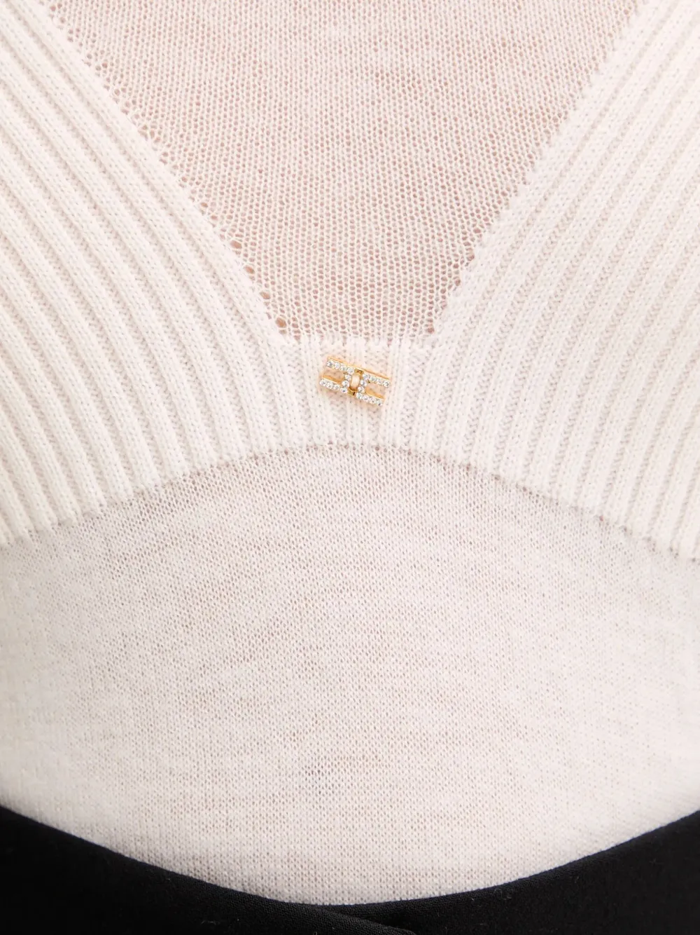 Elisabetta Franchi Trui met geribbeld detail Beige