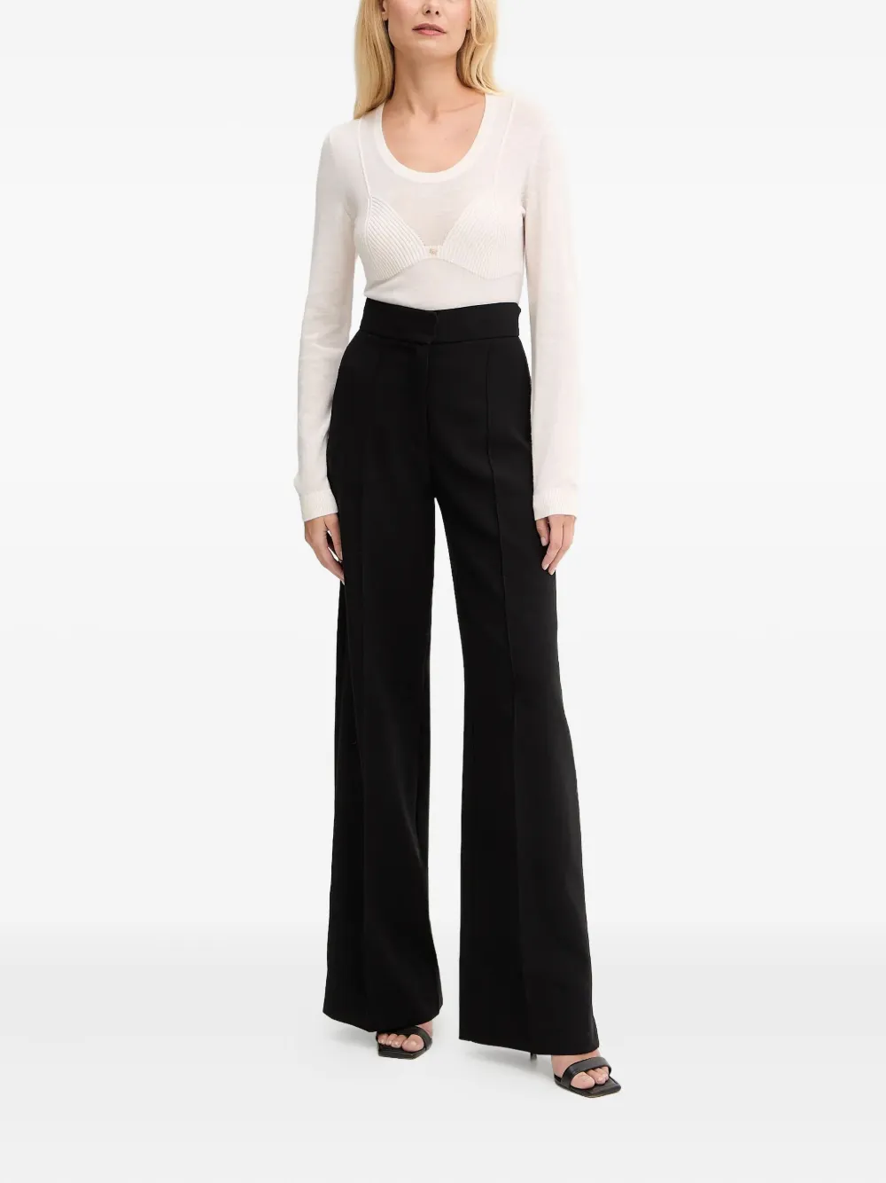 Elisabetta Franchi Trui met geribbeld detail Beige