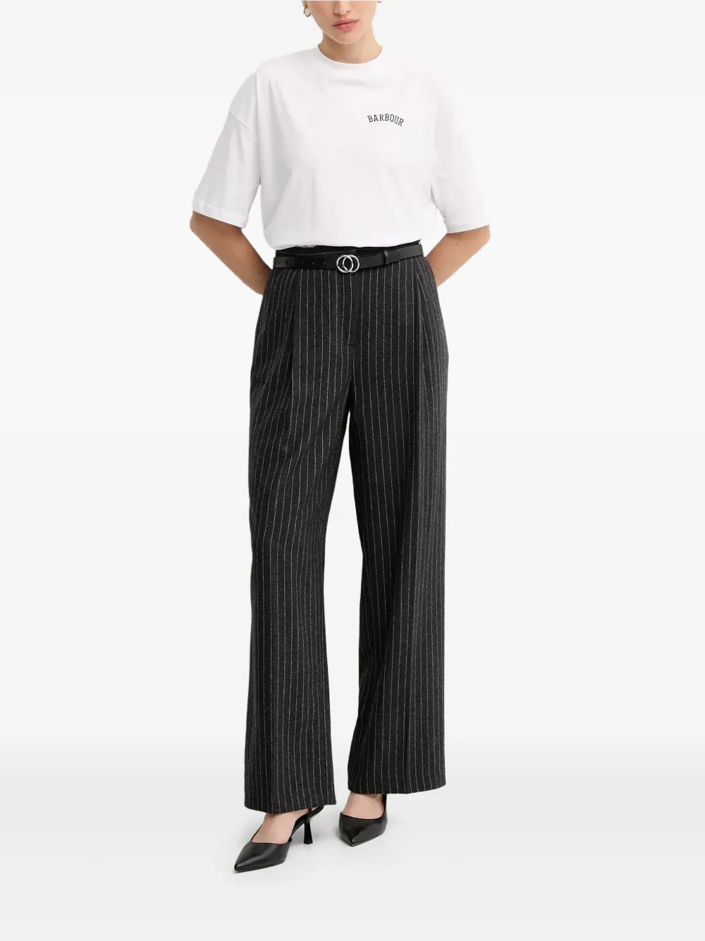 Barbour pinstripe-pattern trousers - Grijs