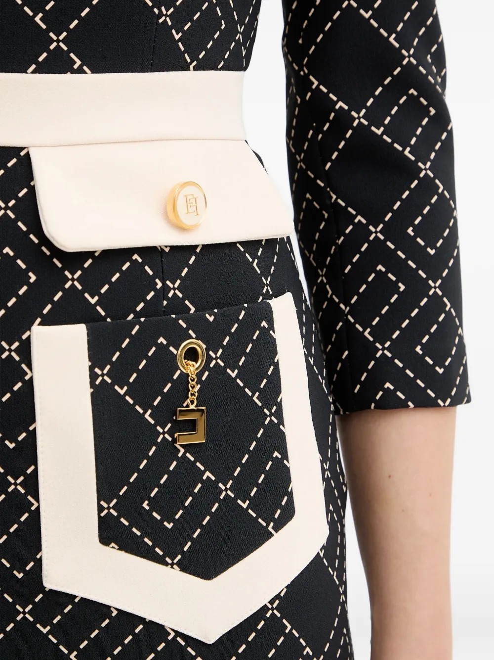 Elisabetta Franchi V-neck Mini Dress In Black