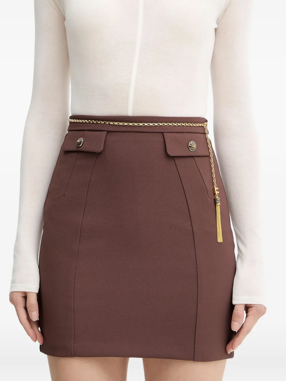Elisabetta Franchi Rok met kettingriem - Bruin