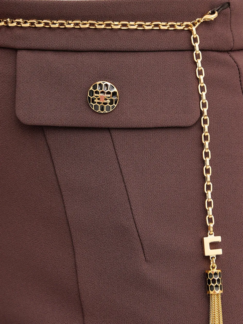 Elisabetta Franchi Chain-embellished Skirt In Brown