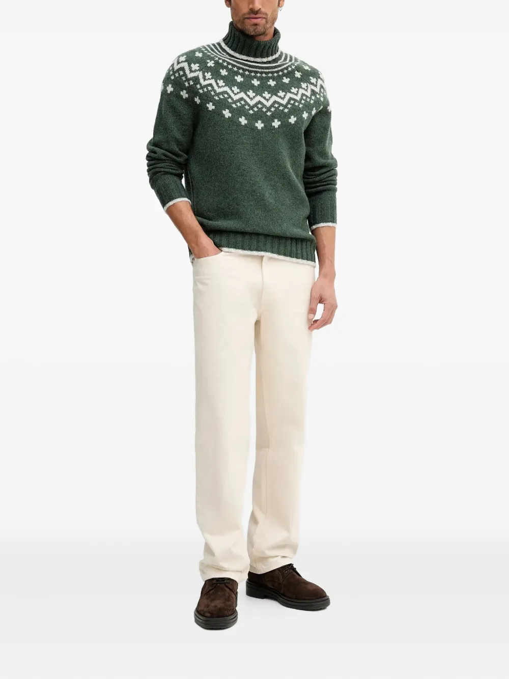 Barbour patterned turtleneck sweater - Groen