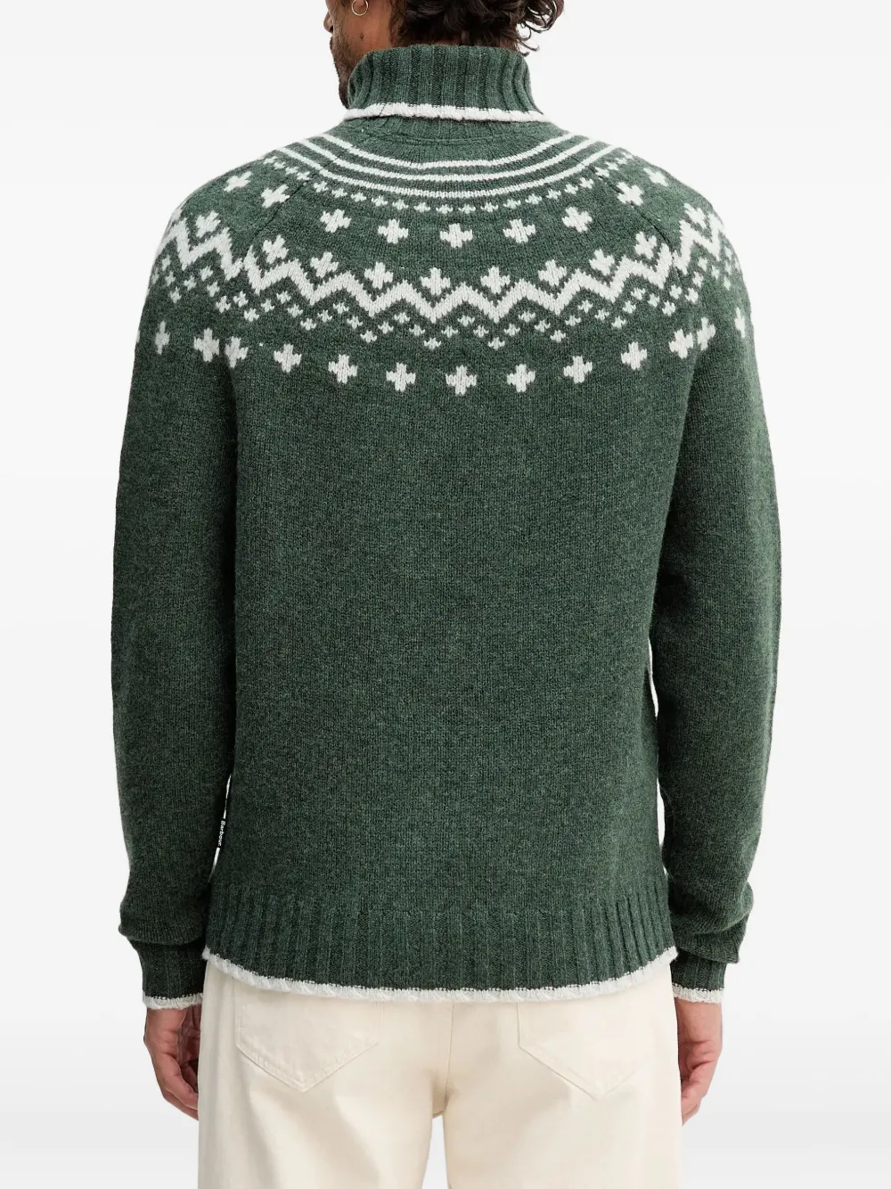 Barbour Patterned Turtleneck Sweater In Green