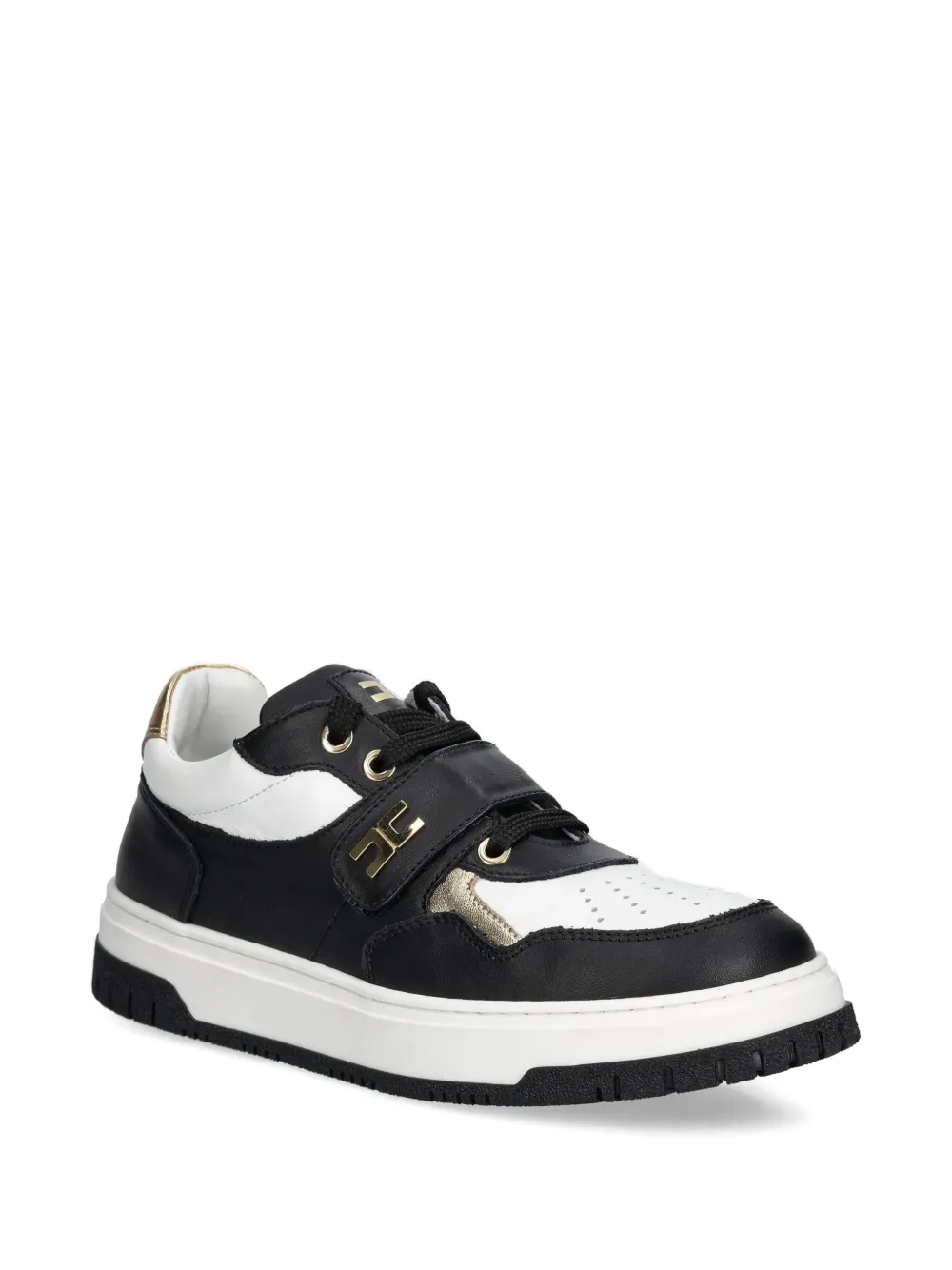 Elisabetta Franchi La Mia Bambina logo-strap leather sneakers - Nero