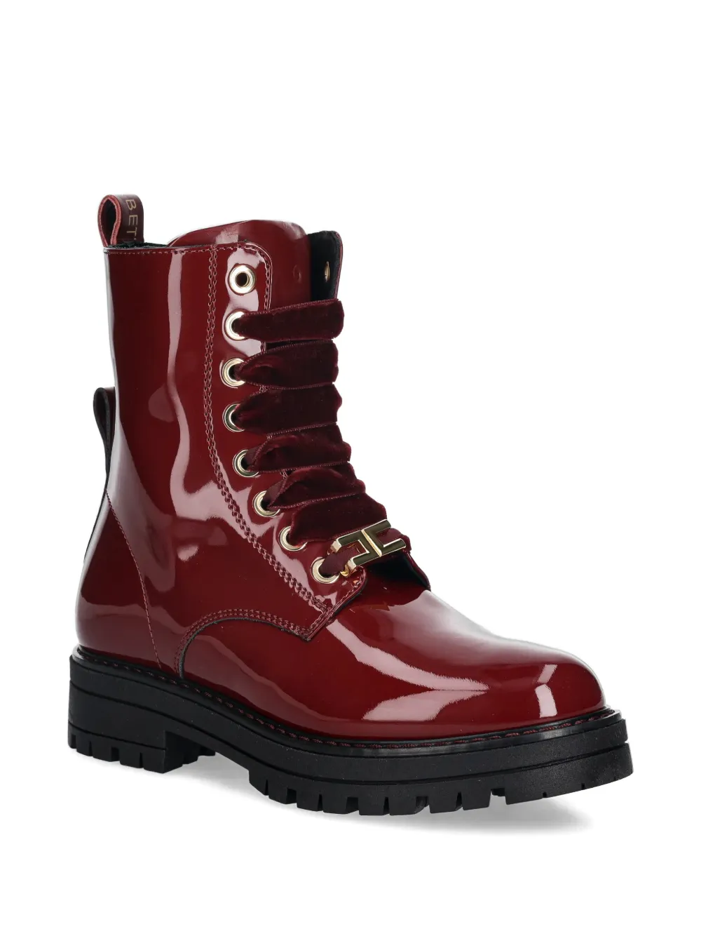 Elisabetta Franchi La Mia Bambina chain-detail lace-up ankle boots - Rosso