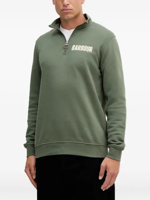 Barbour sudadera con medio cierre y logo estampado