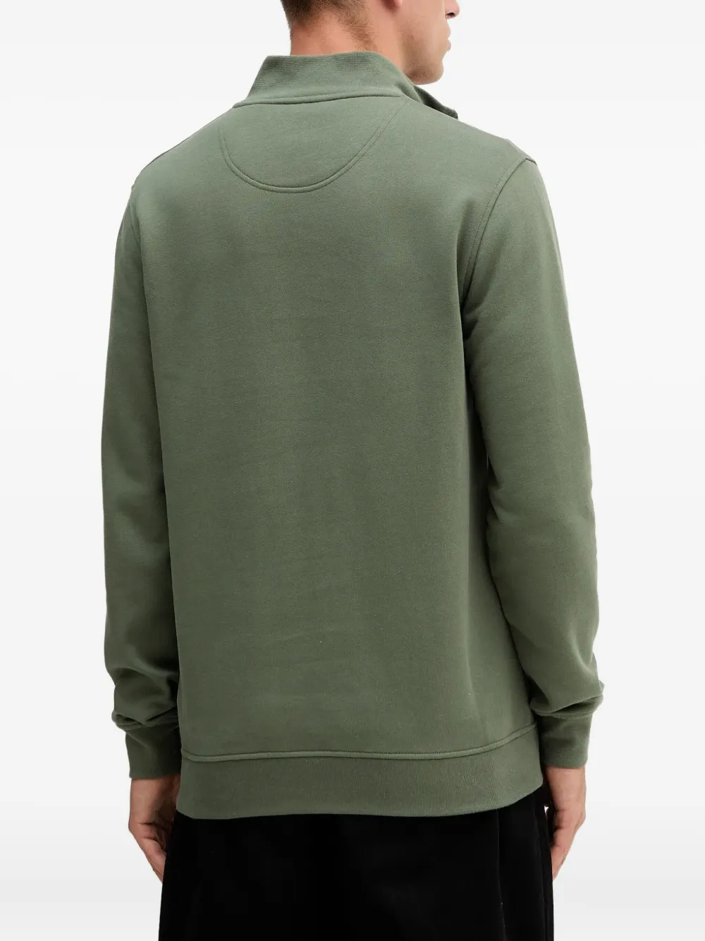 Barbour Sweater met logoprint en halve rits Groen