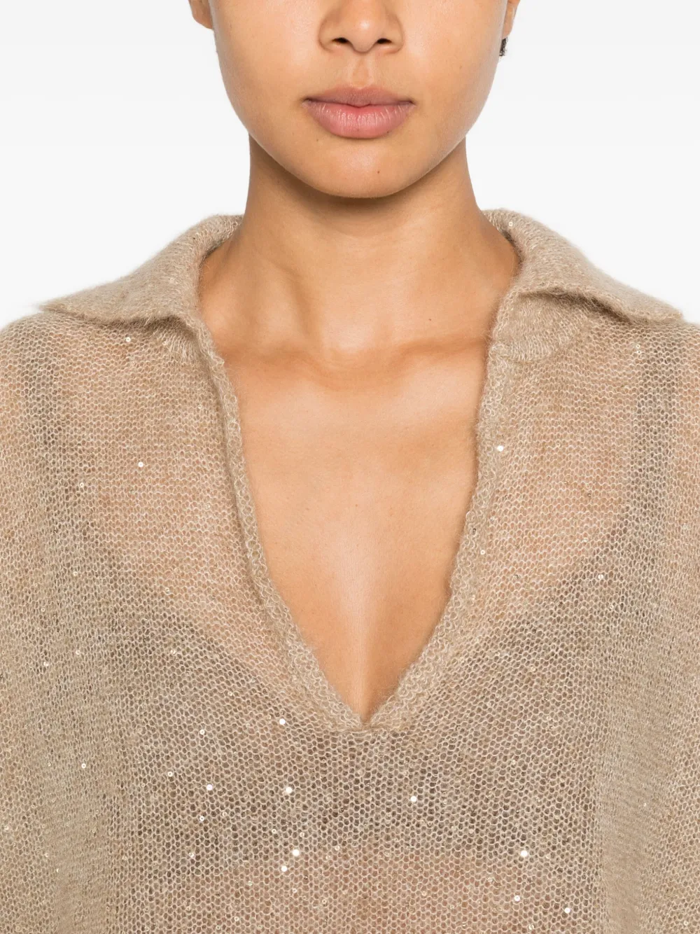 Nude Trui met V-hals Beige
