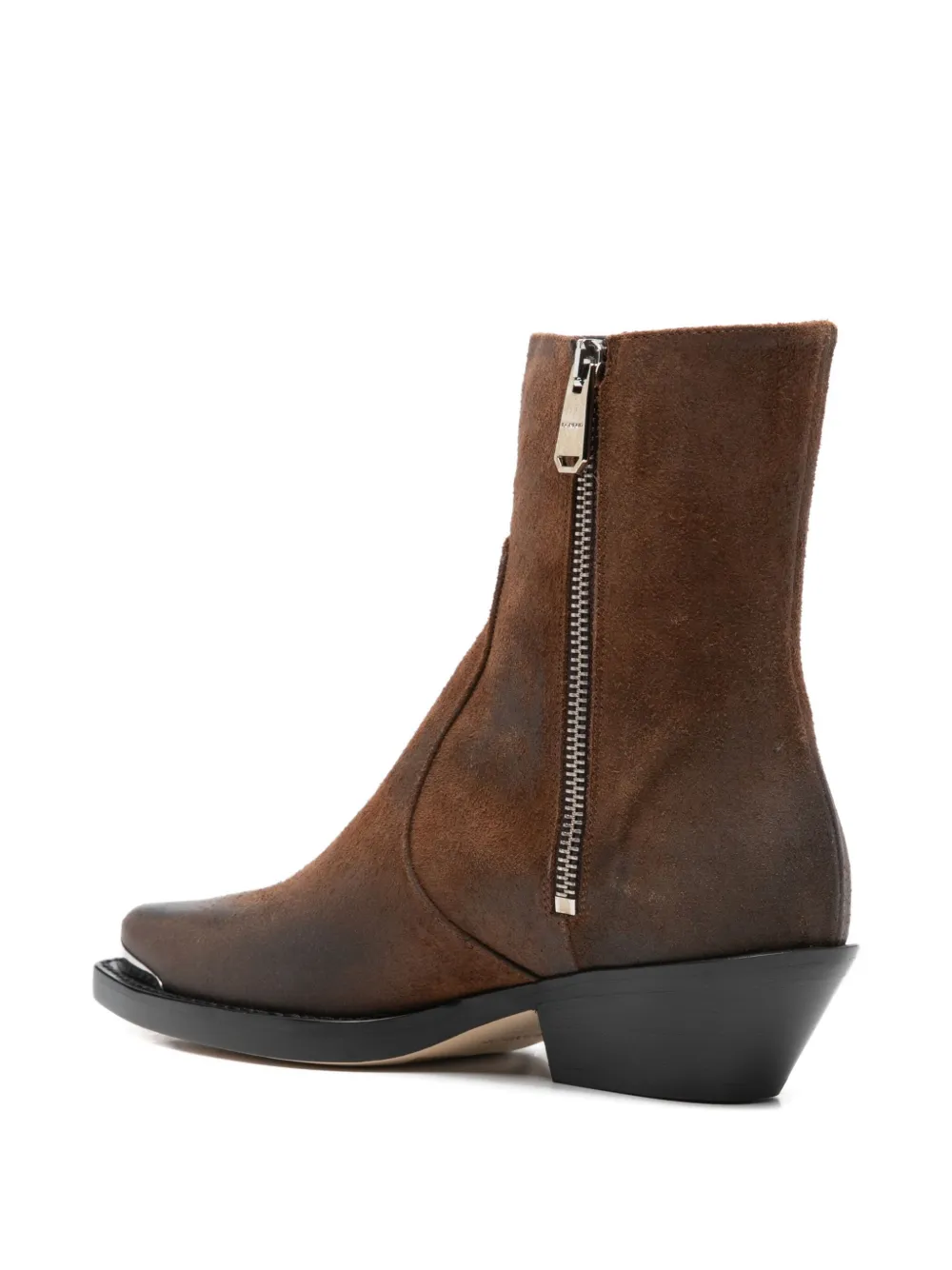 DONDUP 50 mm laarzen met puntige neus en rits Bruin