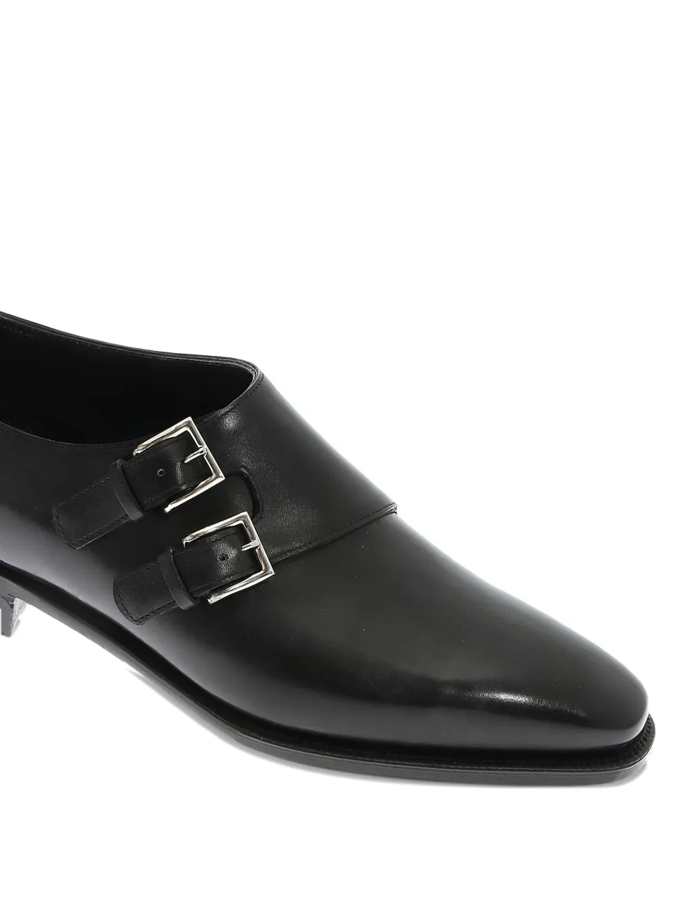 John Lobb Double-buckle Leather Derby Shoes In Black