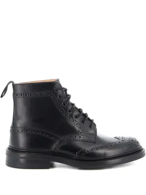 Tricker's レースアップ レザーアンクルブーツ | ブラック | FARFETCH JP