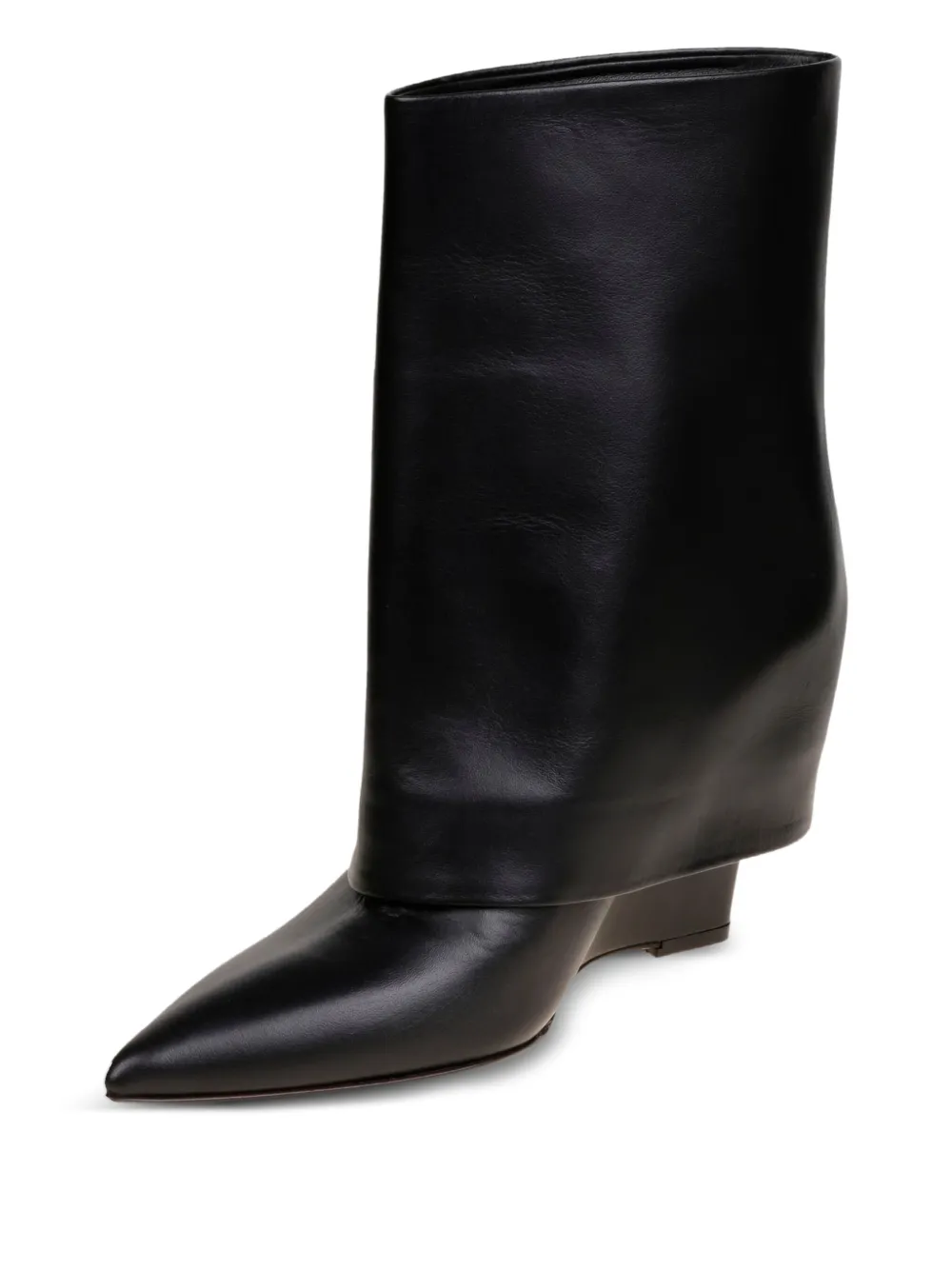 Sergio Levantesi Pointed Toe Black Leather Ankle Boot In Black