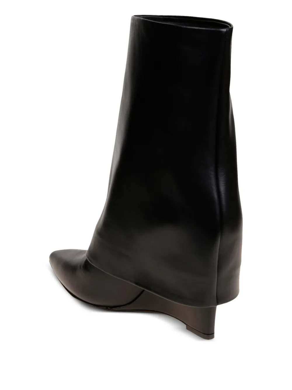 Sergio Levantesi Pointed Toe Black Leather Ankle Boot In Black