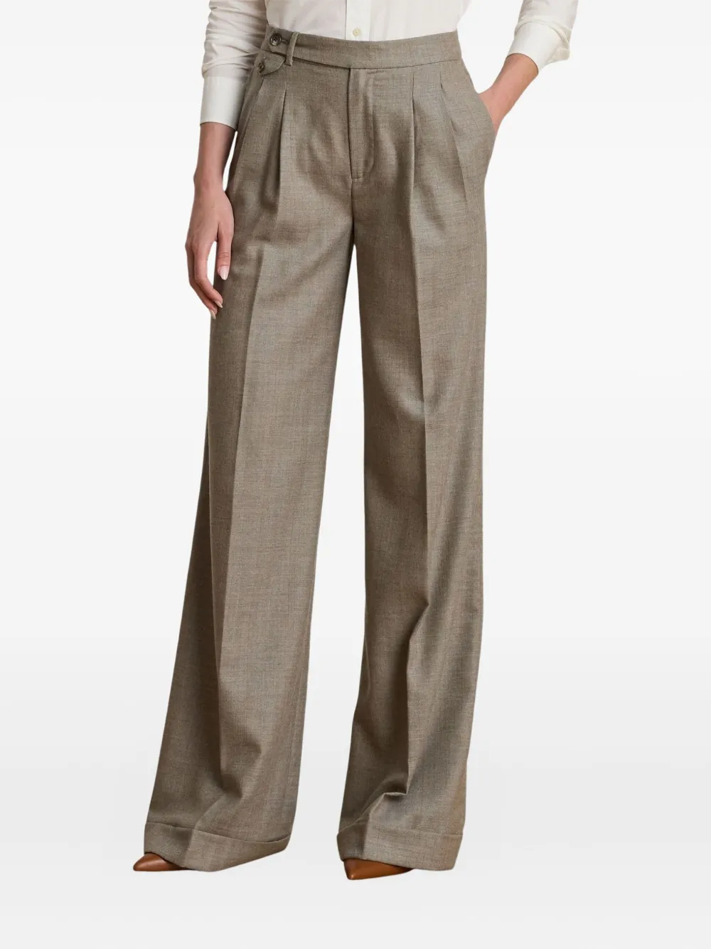 Ralph Lauren Pleated Wool Trousers In Neutral