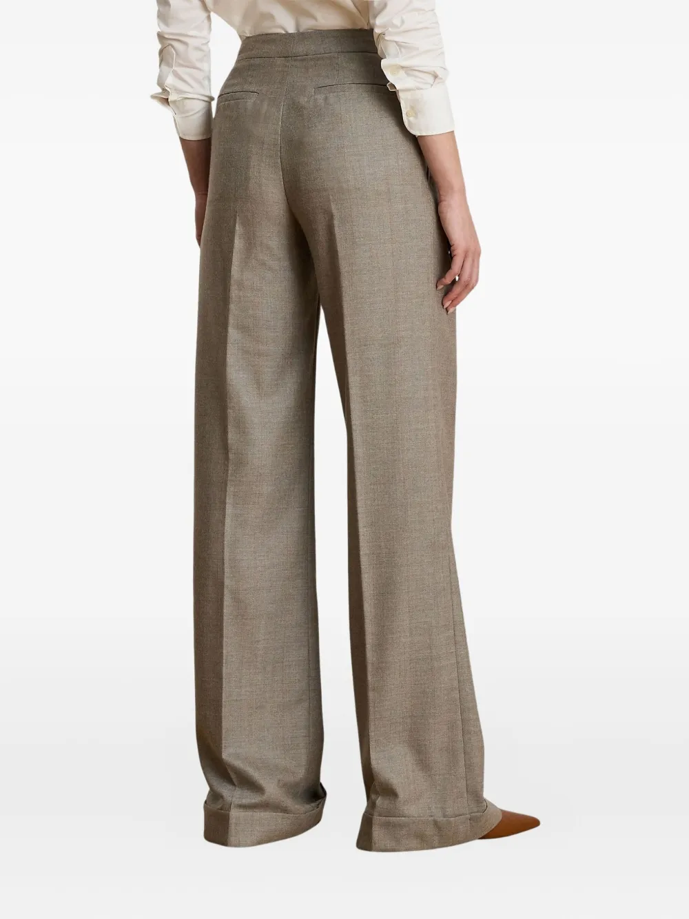Ralph Lauren Pleated Wool Trousers In Neutral