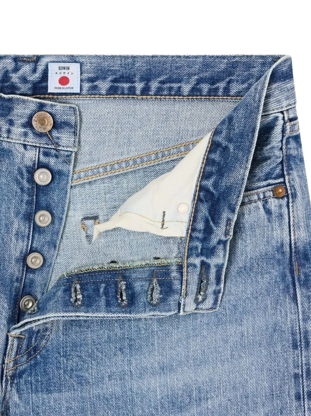 Edwin Rear Logo-patch Jeans In Blue