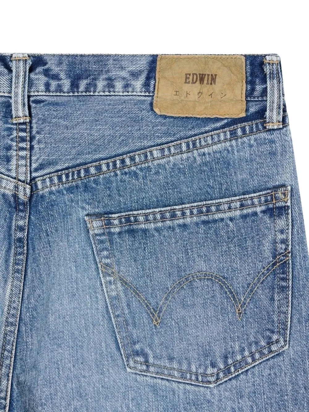 Edwin Rear Logo-patch Jeans In Blue