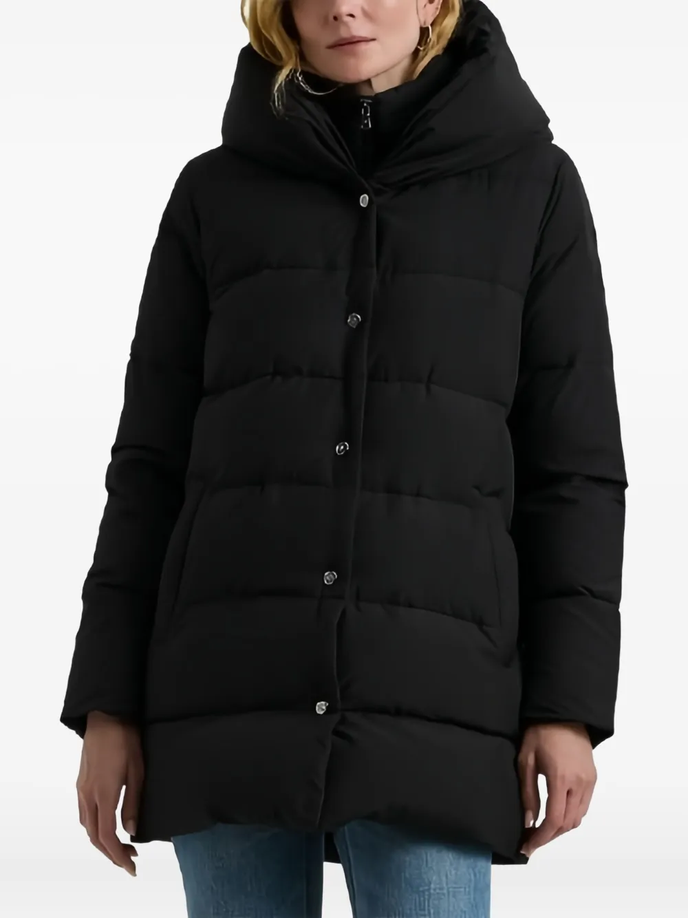 Ralph Lauren Hooded Press-stud Fastening Coat In Black