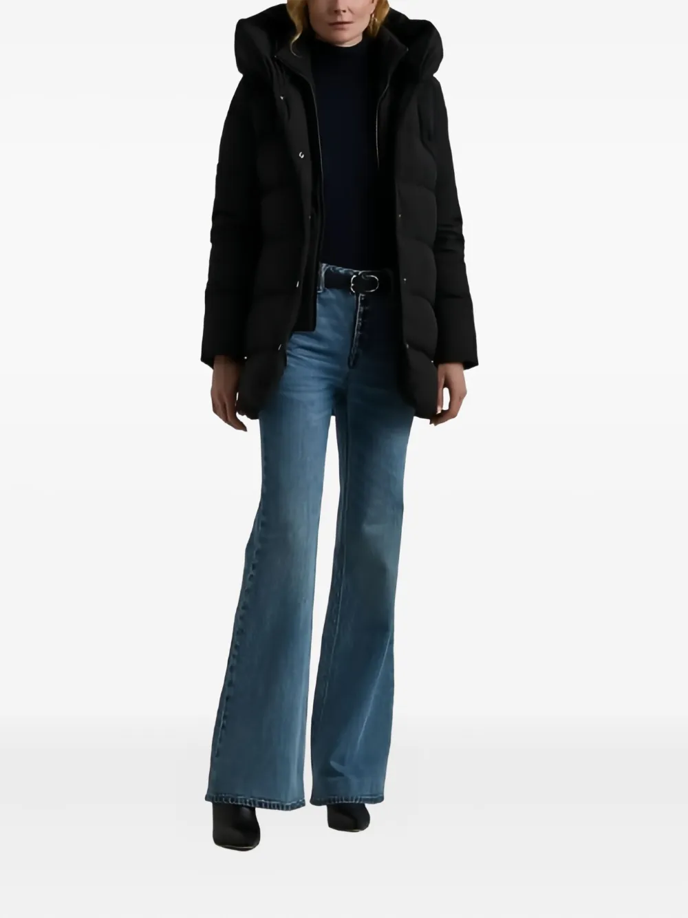 Ralph Lauren Hooded Press-stud Fastening Coat In Black