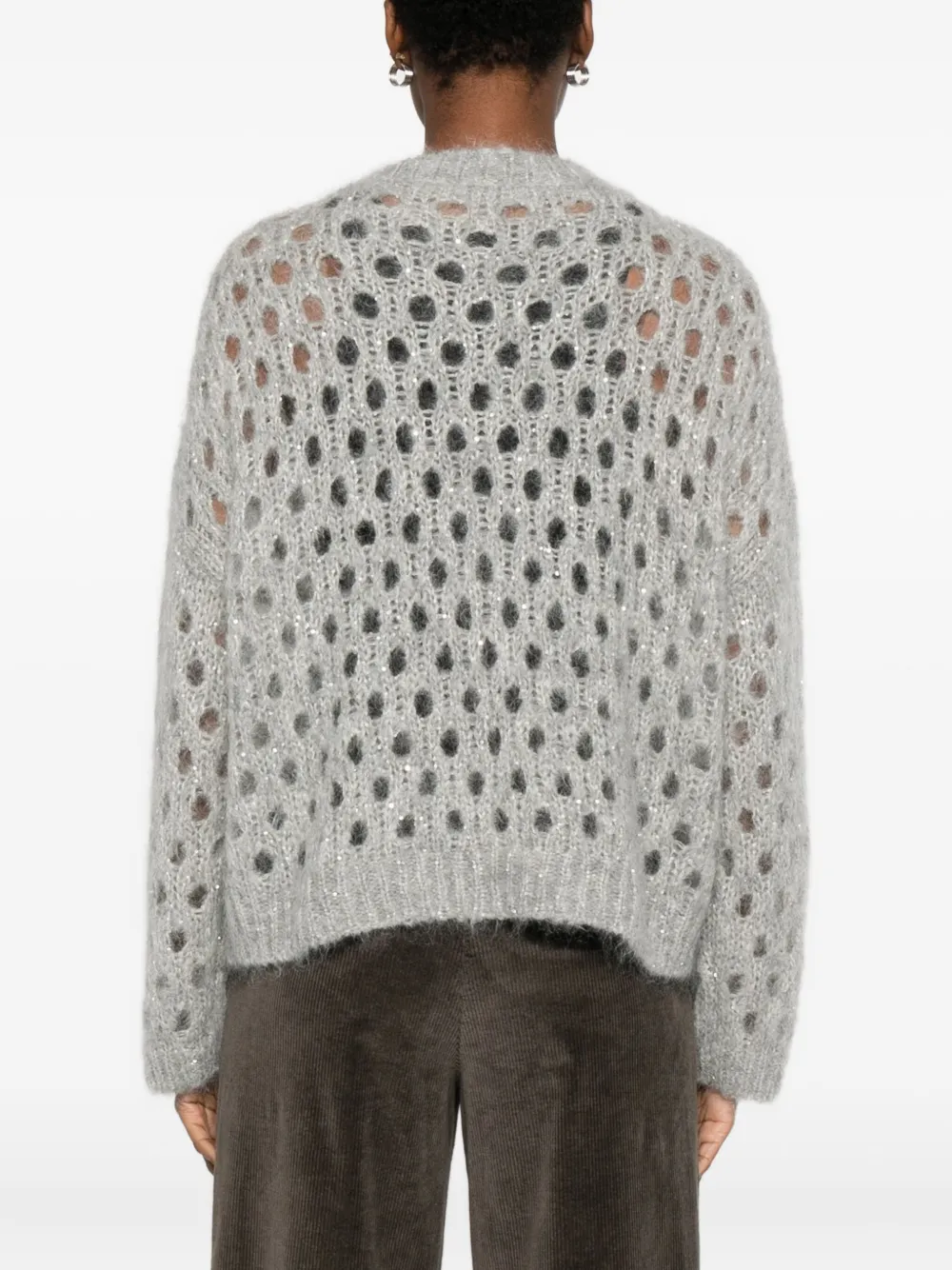 Brunello Cucinelli Open-knit Sweater In Neutral