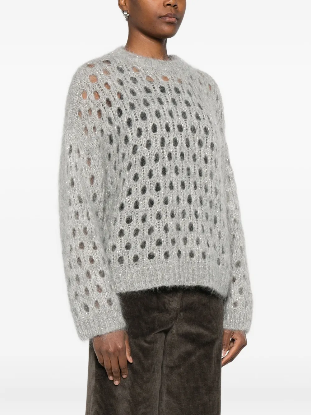Brunello Cucinelli Open-knit Sweater In Neutral