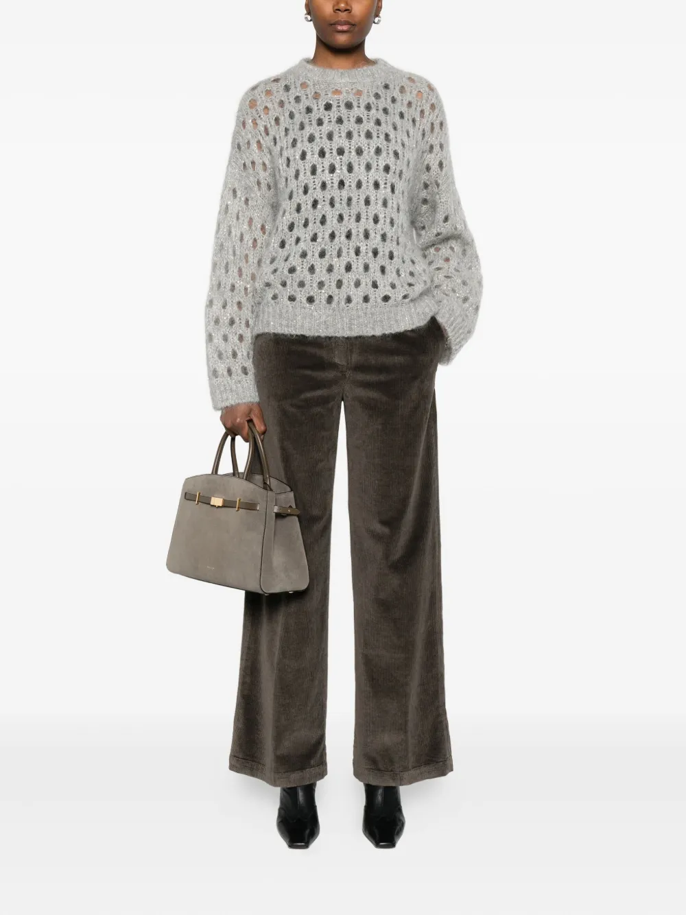 Brunello Cucinelli Open-knit Sweater In Neutral