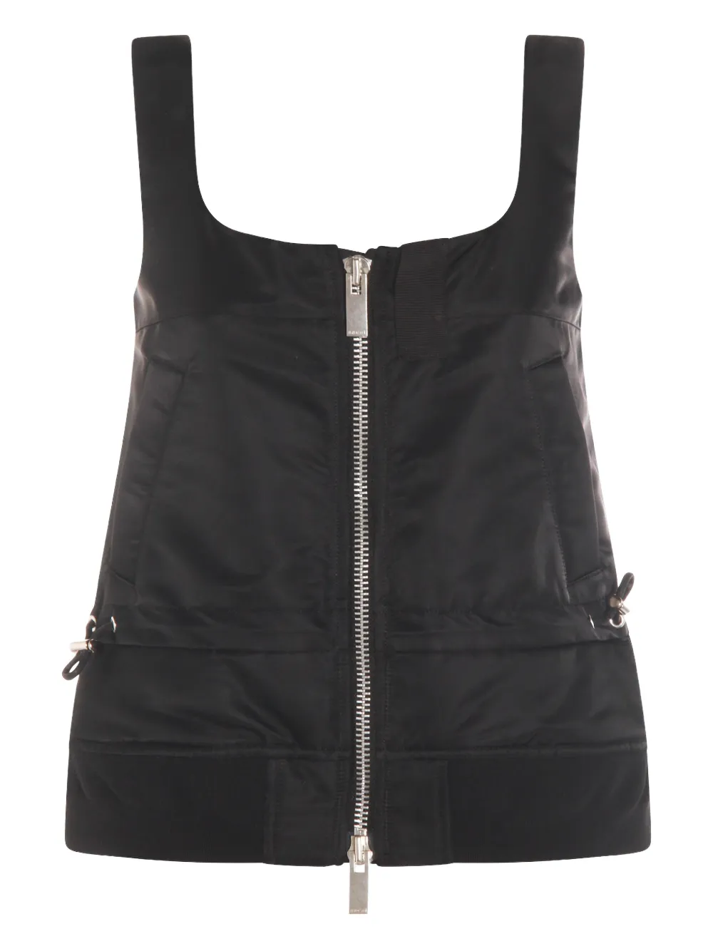 Sacai Zipped Sleeveless Top In Black