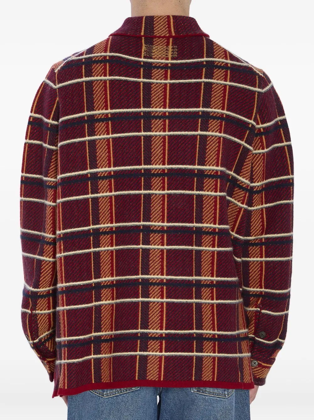 Guest In Residence Plaid Buttoned Sweater In Red