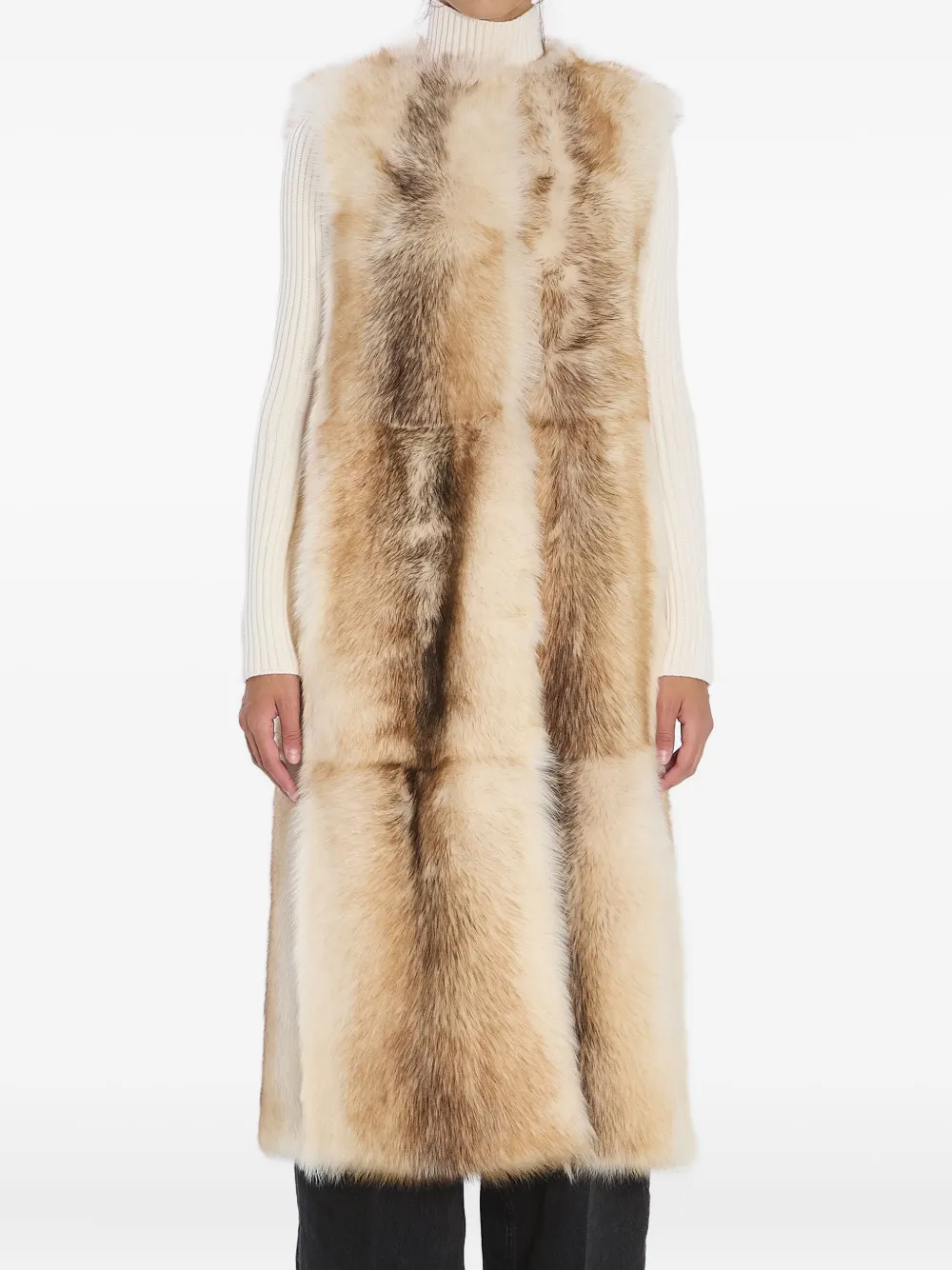 Yves Salomon Long Lamb Fur Vest In Neutral
