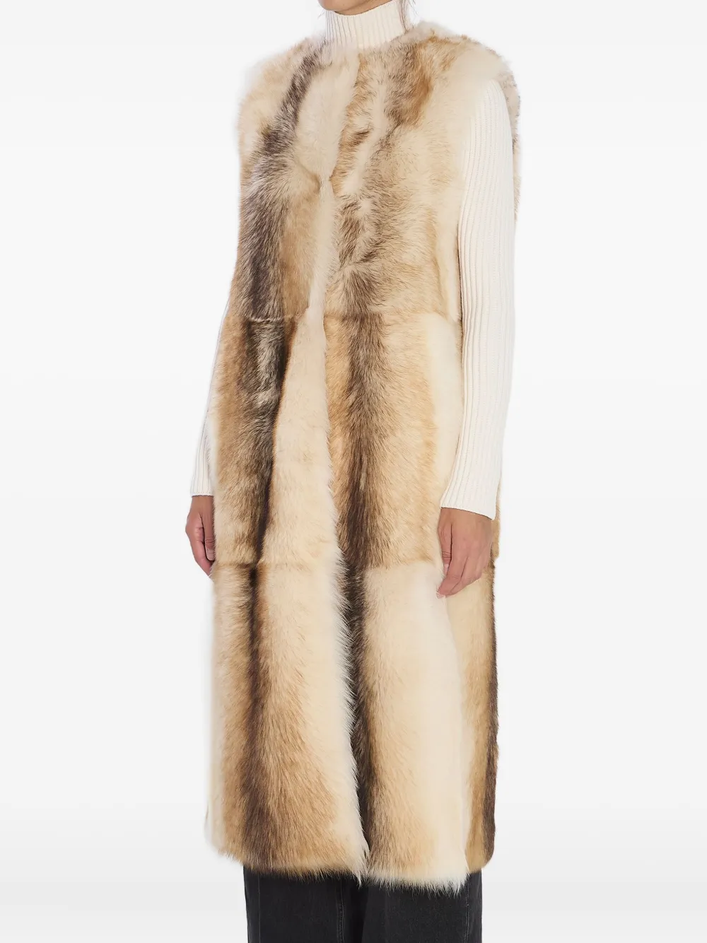 Yves Salomon Long Lamb Fur Vest In Neutral